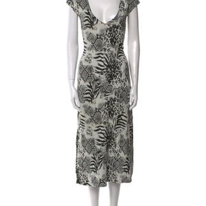 Maryam Nassir Zadeh Monochrome Animal Print Midi Dress